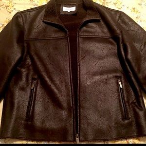Calvin Klein Mens Faux Leather Jacket - Med